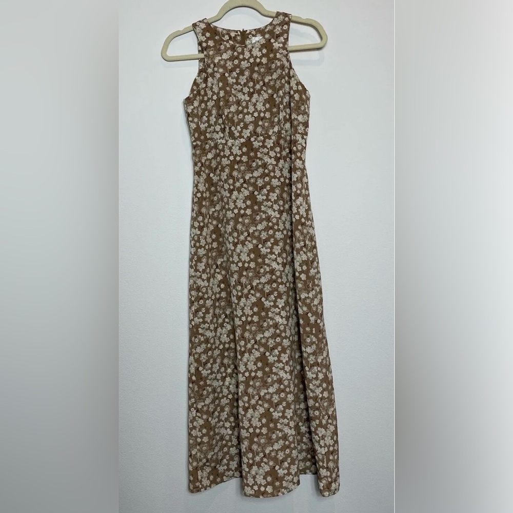 Vintage 70/80’s Sleeveless High waisted Floral Dress Midi/ Maxi Byer Too!